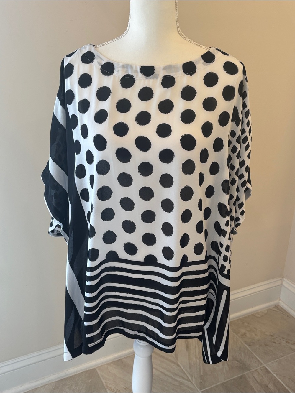 Chico's Black and White Polka Dot Poncho